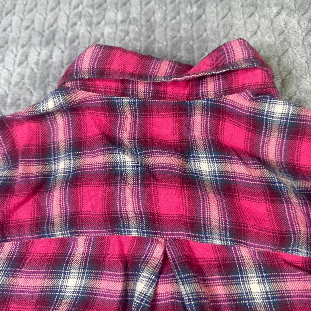 Hollister Womens Pink Plaid Flannel Button Down Shirt Long Sleeve Medium 3W2749 - Picture 9 of 10